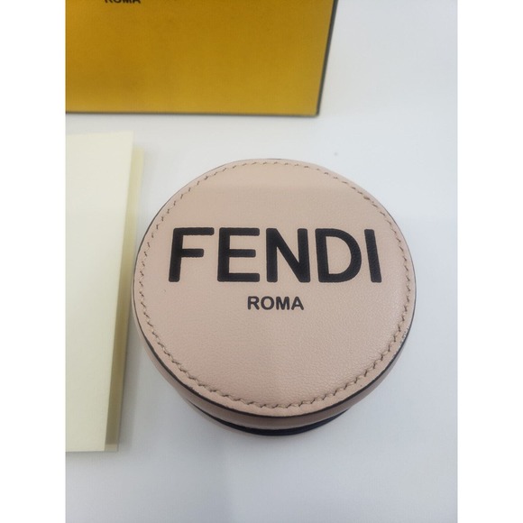 FENDI LOGO WRIST LEATHER CHARM BAG WRISTLET PINK GOLD HARDWARE $699 - Picture 2 of 7